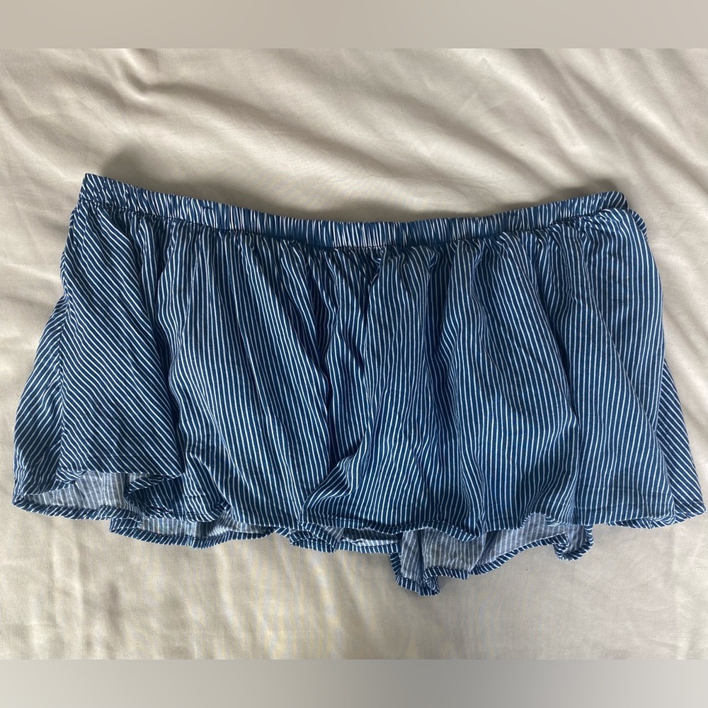 Audrey 3+1 Y2K Pinstripe Bandeau Off Shoulder Crop Top